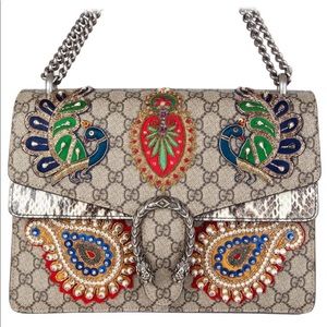 GUCCI beige GG Supreme DIONYSUS EMBELLISHED Bag